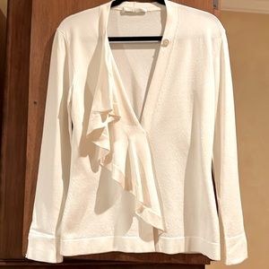 Asymmetrical ruffled asymmetrical closure top